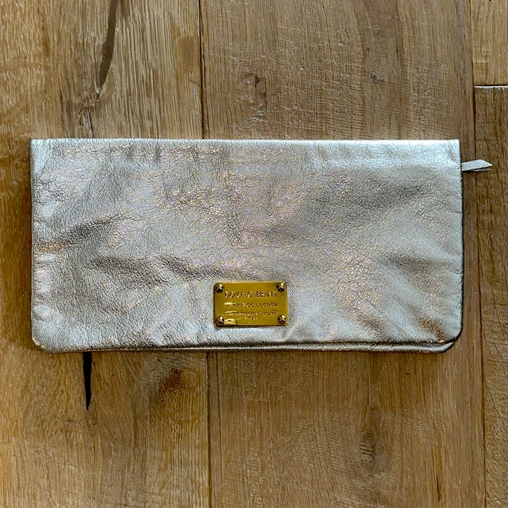 AUTHENTIC Dolce & Gabbana Silver Leather Clutch